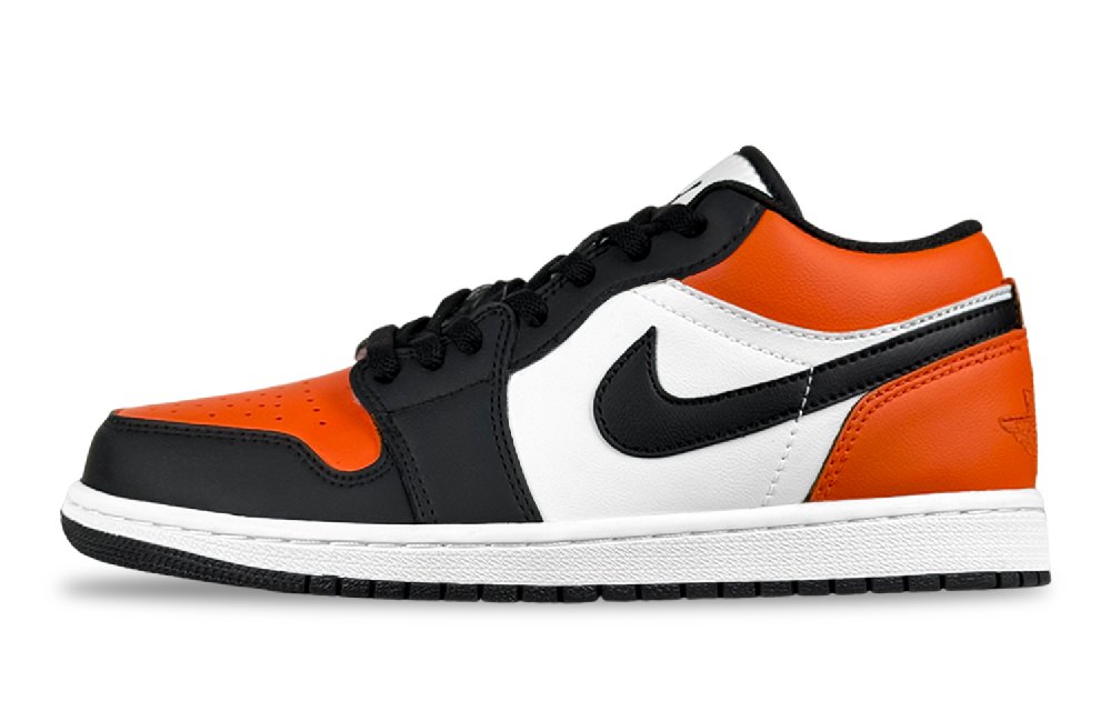 Jordan Air Jordan 1 Reverse Black Orange Abrasion Resistant Low Top Vintage Basketball Shoes Unisex Orange Red