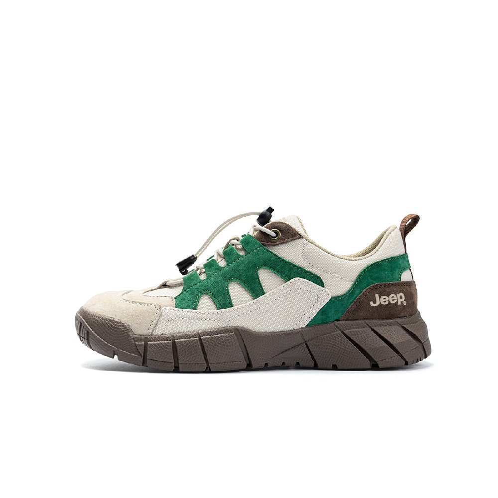 Jeep Anti-Slip Wear-Resistant Breathable Coverage Low-Top Casual Shoes Women's Beige Green