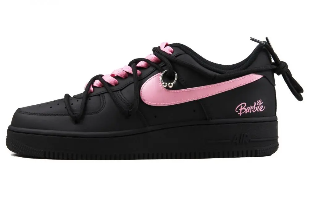 Nike Air Force 1 Low Wear resistant And Lightweight Low Top Skateboard Shoes Women's Black Pink