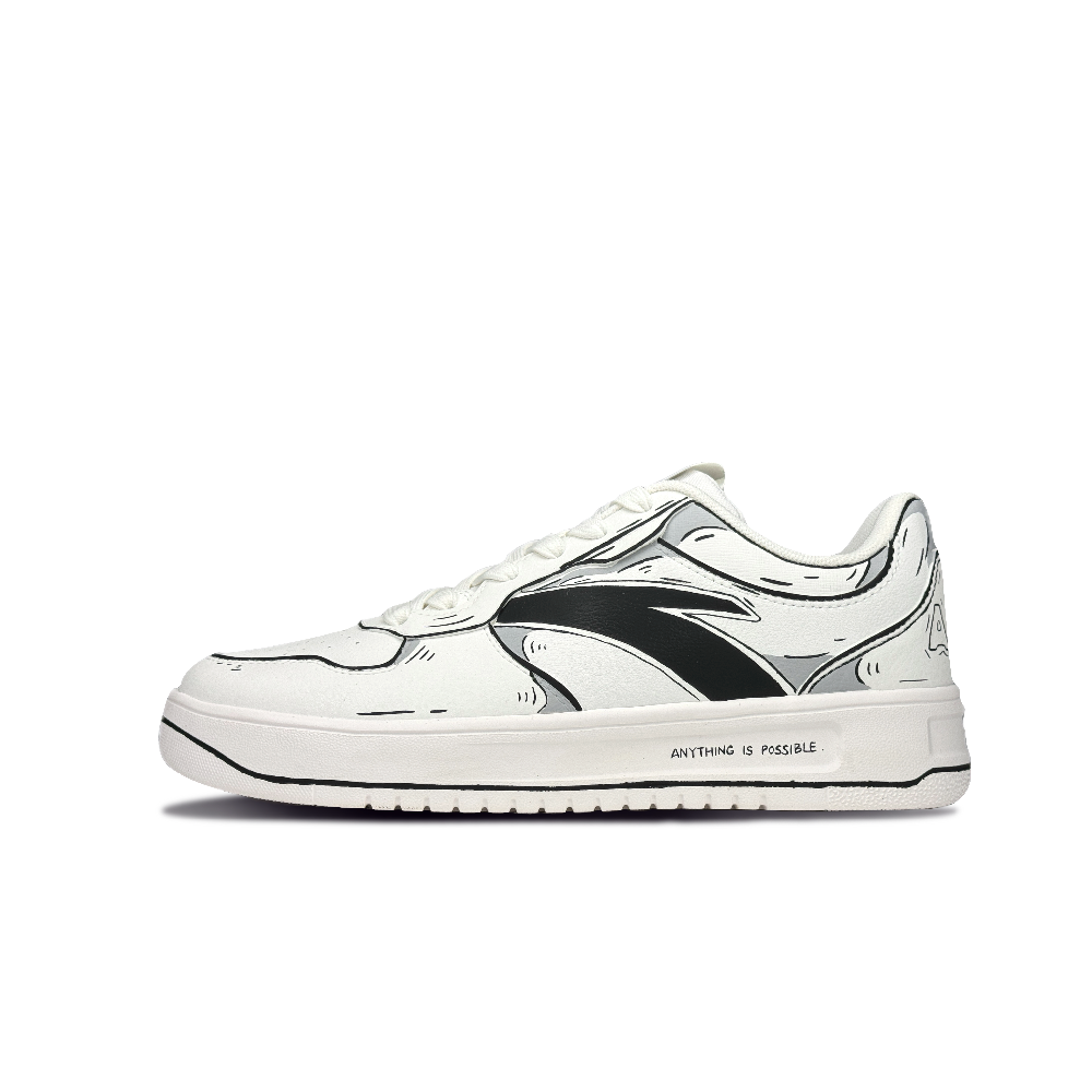 ANTA Life Collection Skateboard Shoes Men Low-Top Black White Gray