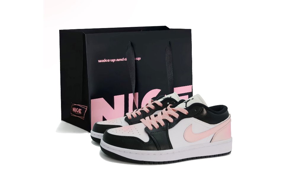 Jordan Air Jordan 1 Low Top Vintage Basketball Shoes Women's Black White Pink