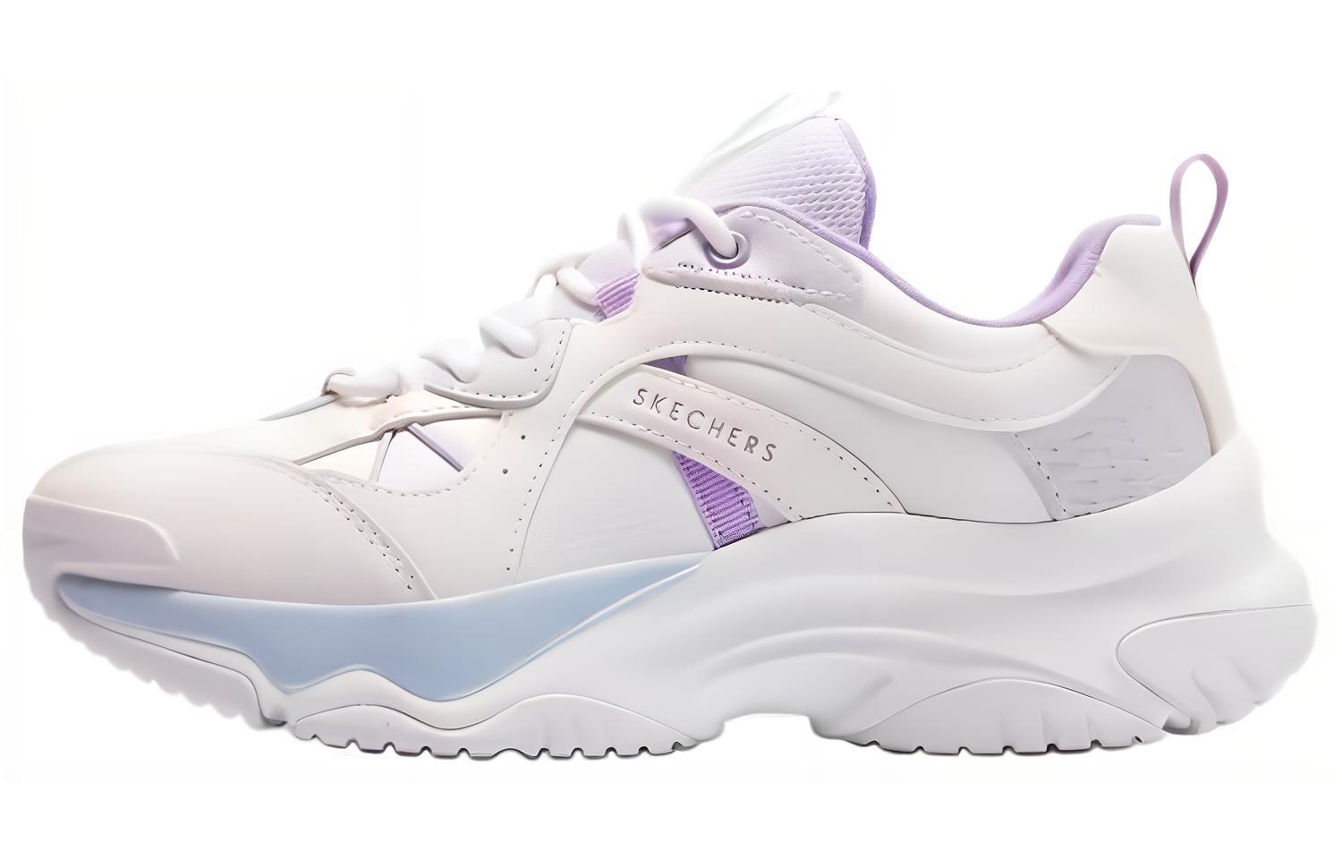Skechers Cushioning, Wear Resistant Low Top Chunky Sneakers Women's White Purple