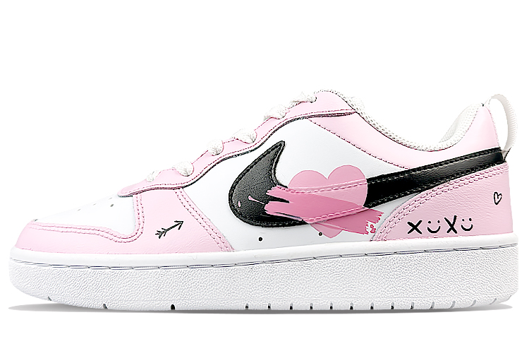 Nike Court Borough 2 Slip-Resistant Cushioning Wear-Resistant Low-Top Skateboard Shoes Women's Pink Black White