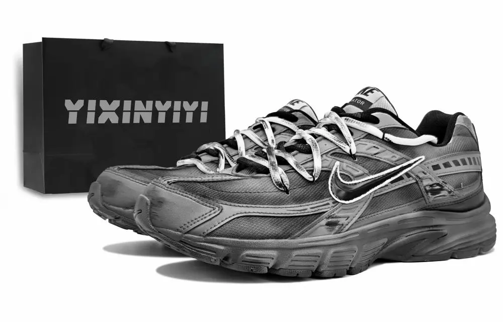 Nike Initiator Cushioning Abrasion Resistant Breathable Low top Casual Running Shoes Unisex Black White Gray