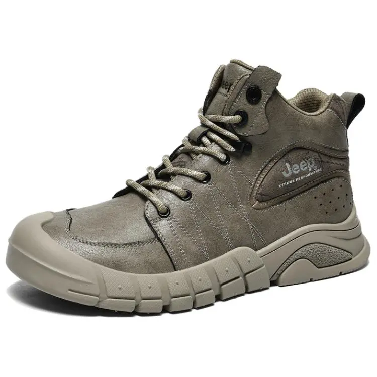Jeep Cushioning Wear-Resistant High-Top Trekking Shoes Men's Dark Gray