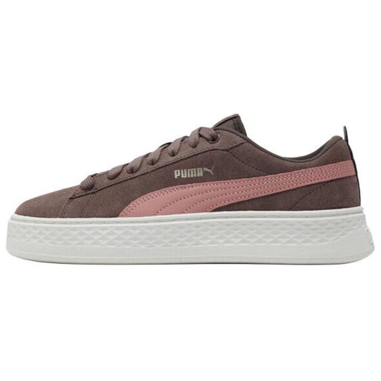 PUMA Smash Platform Low Top Skateboard Shoes Women's Brown Pink