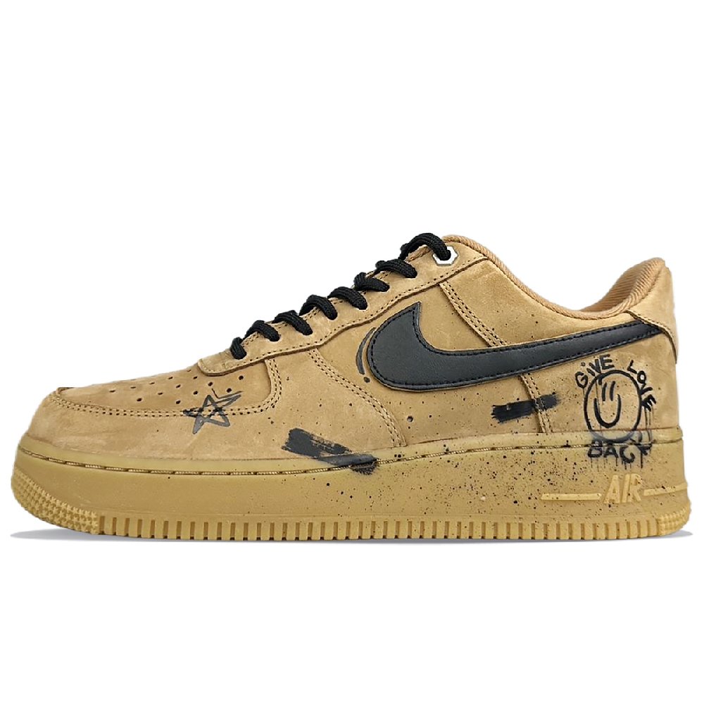 Nike Air Force 1 Anti-Slip And Wear-Resistant Lightweight Low-Top Skateboard Shoes Unisex Wheat