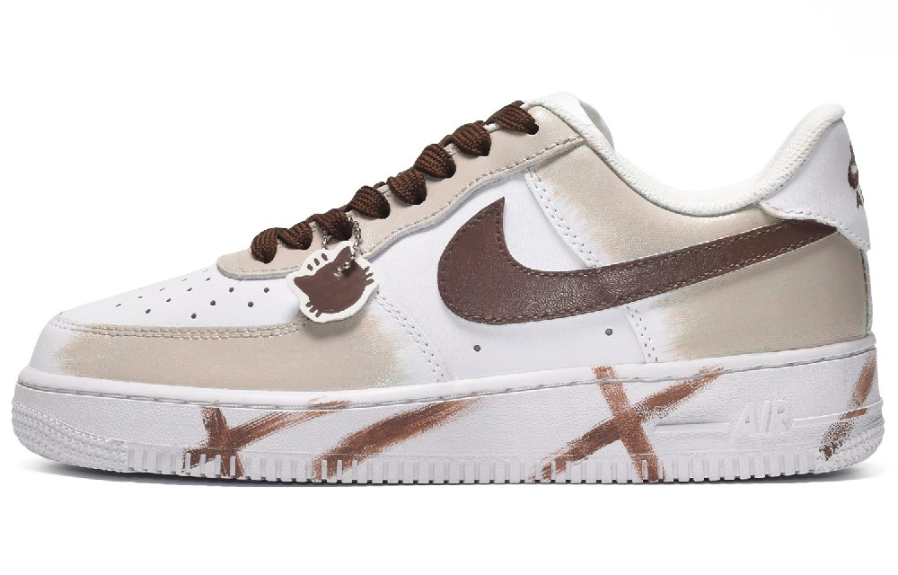 Nike Air Force 1 CUS ID CNY Cat Head Low-Top Skateboard Shoes Men's White Brown