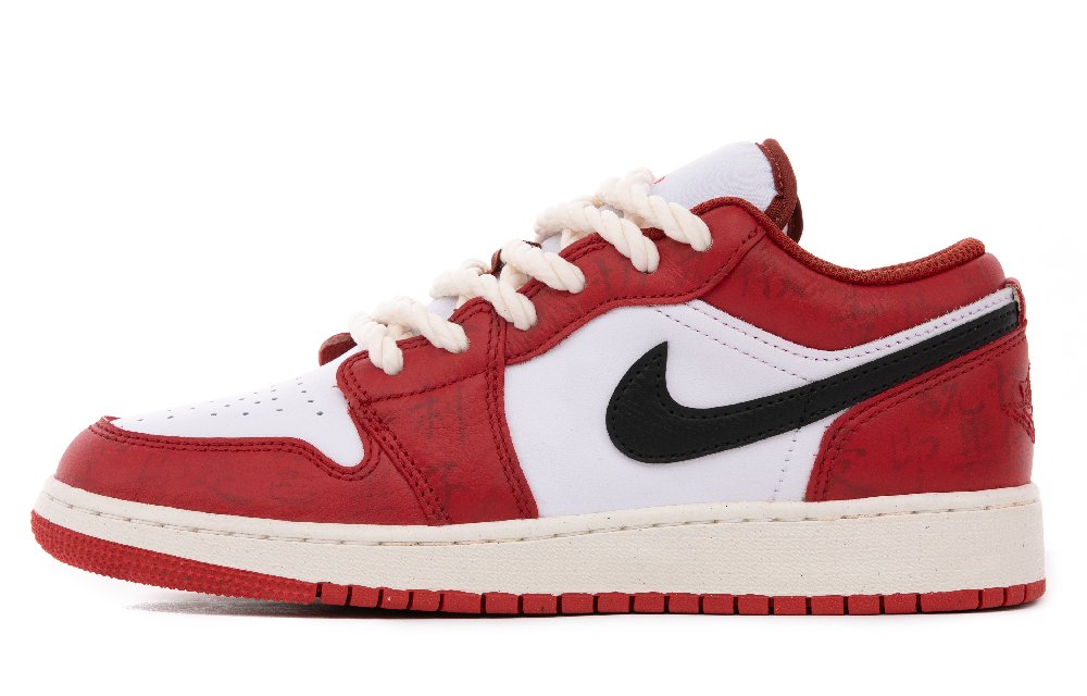 Jordan Air Jordan 1 Low-Top Vintage Basketball Shoes Women's White Red Black