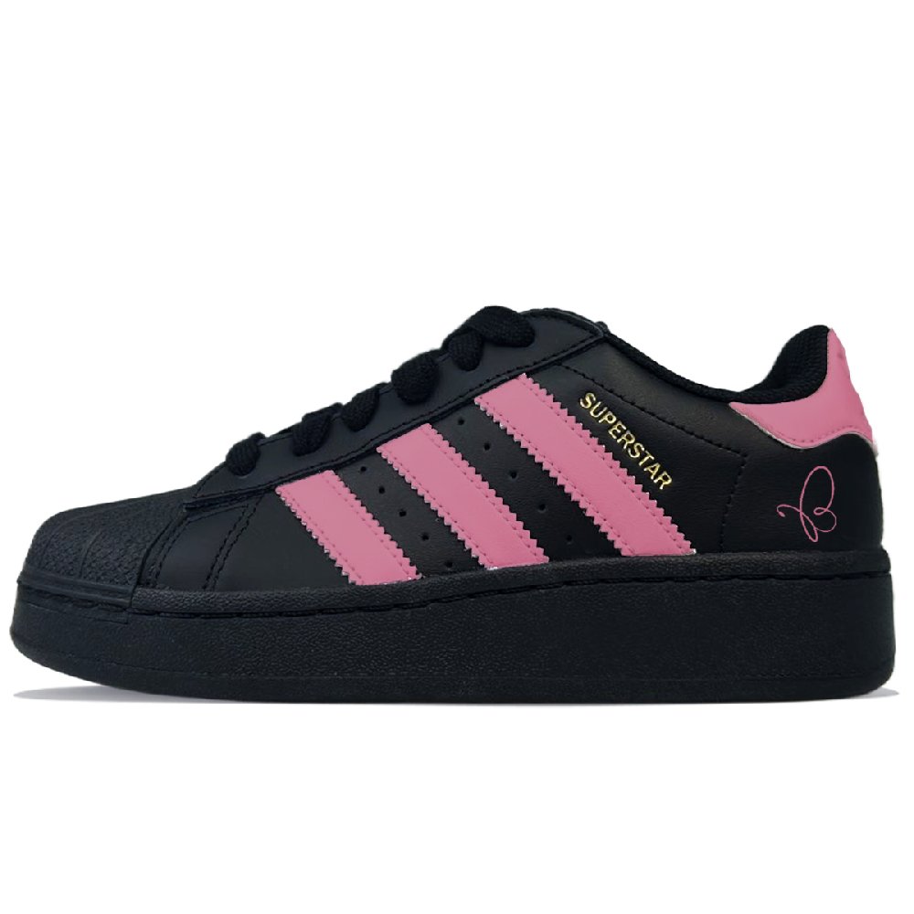 Adidas Originals SUPERSTAR XLG Anti-Slip Wear-Resistant Low-Top Skateboard Shoes Unisex Black Pink