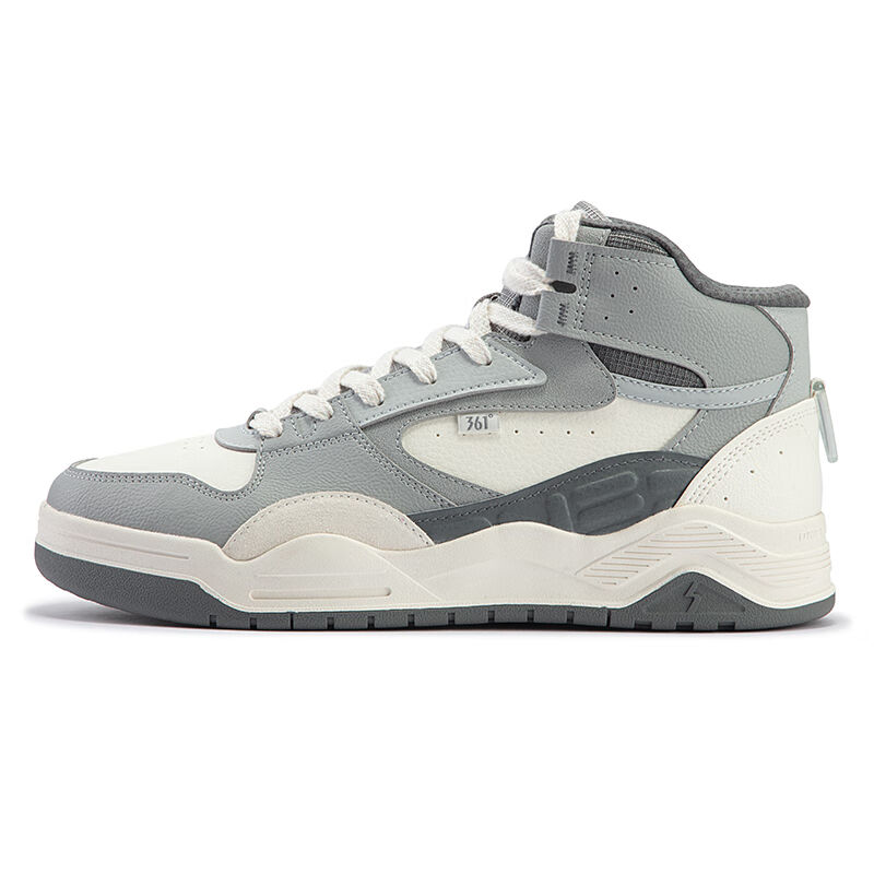 361° Xingran 4 Wear-Resistant High-Top Skateboard Shoes Men's White Gray