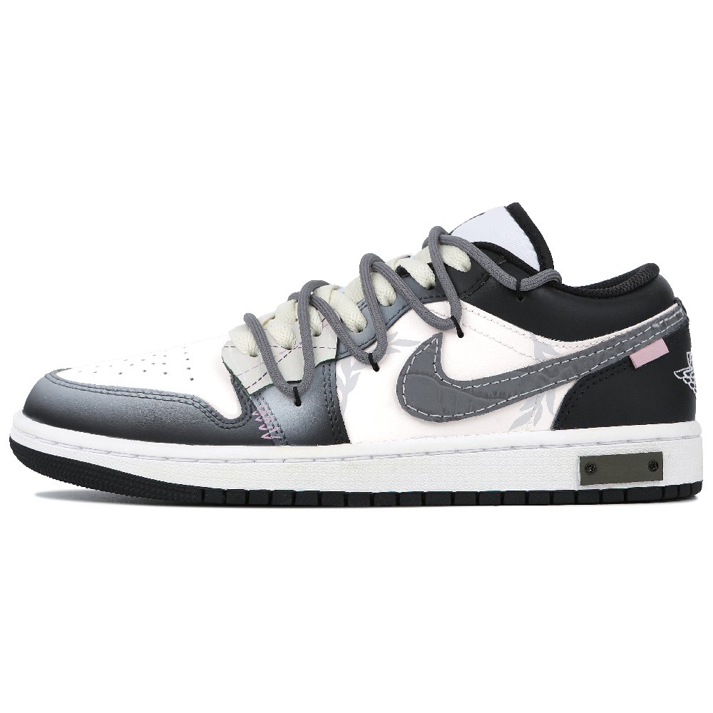 Jordan Air Jordan 1 Low Moonlit Elegance Slip-Resistant Low-Top Vintage Basketball Shoes Men's Black White Gray