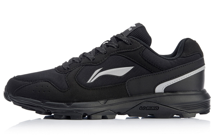 LiNing Gundam Cushioning Slip Resistant And Abrasion Resistant Low Top Long Distance Running Shoes Men's Standard Black