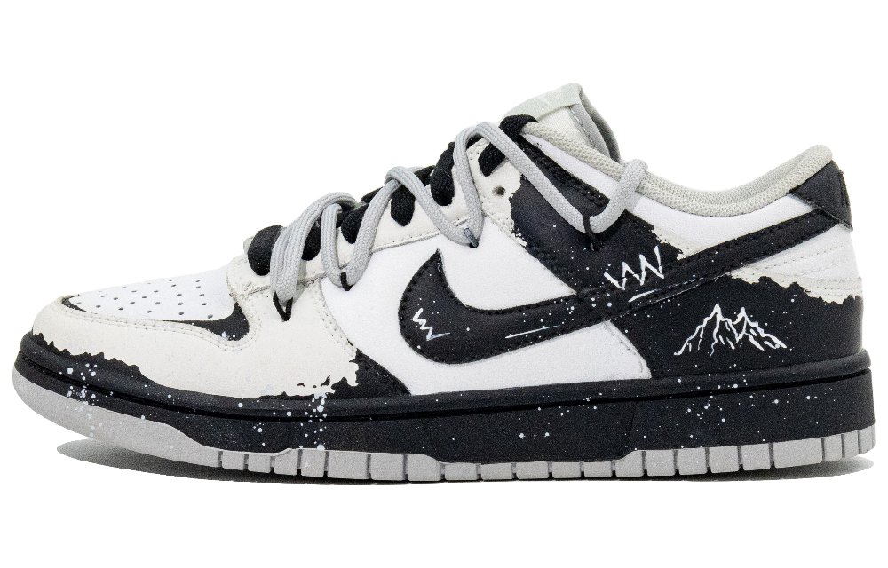 Nike Dunk SB Snow Mountains Abrasion Resistant Breathable Low Top Skateboard Shoes Unisex Black White