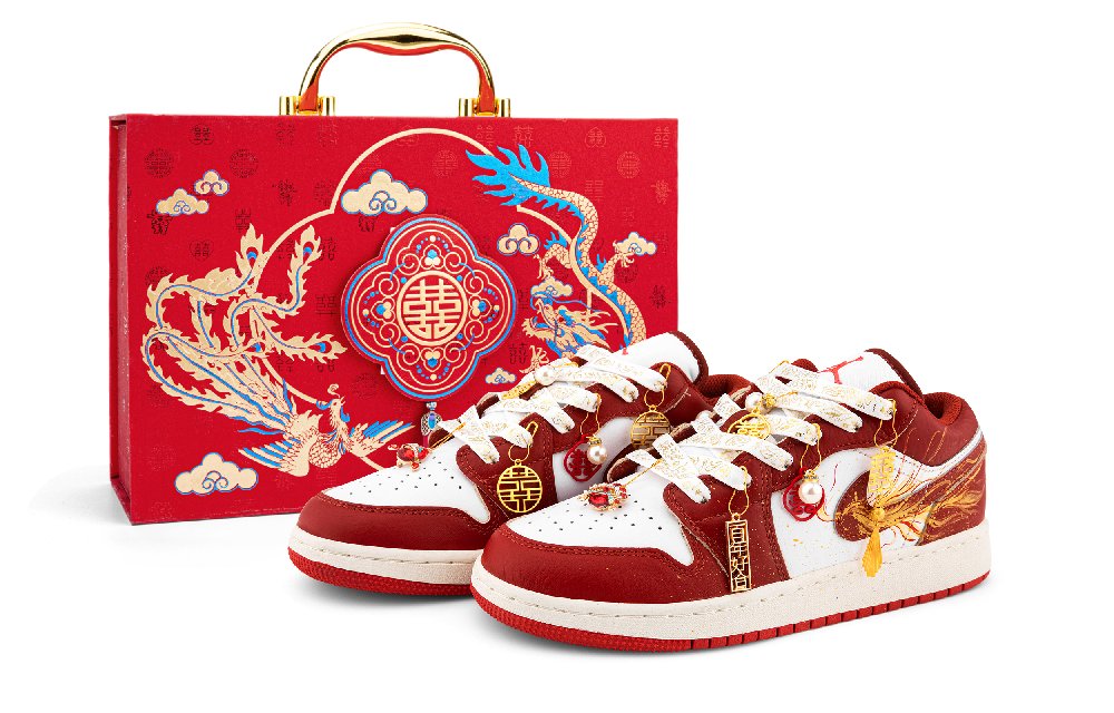 Jordan Air Jordan 1 Low top Vintage Basketball Shoes Unisex Red