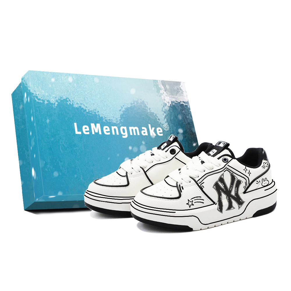MLB Chunky Liner Lemon Joy Cushioning, Wear Resistant Low Top Skateboard Shoes Unisex White