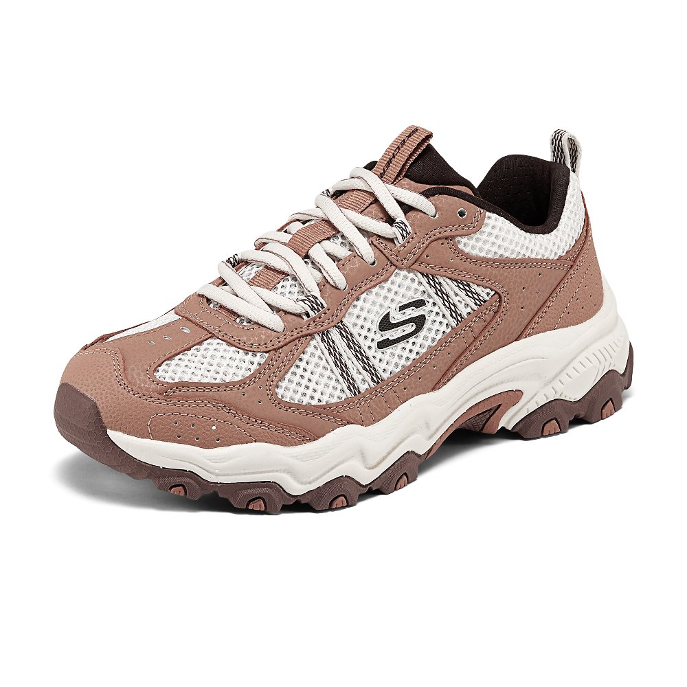 Skechers Abrasion-Resistant Low-Top Trekking Shoes Women's Brown White