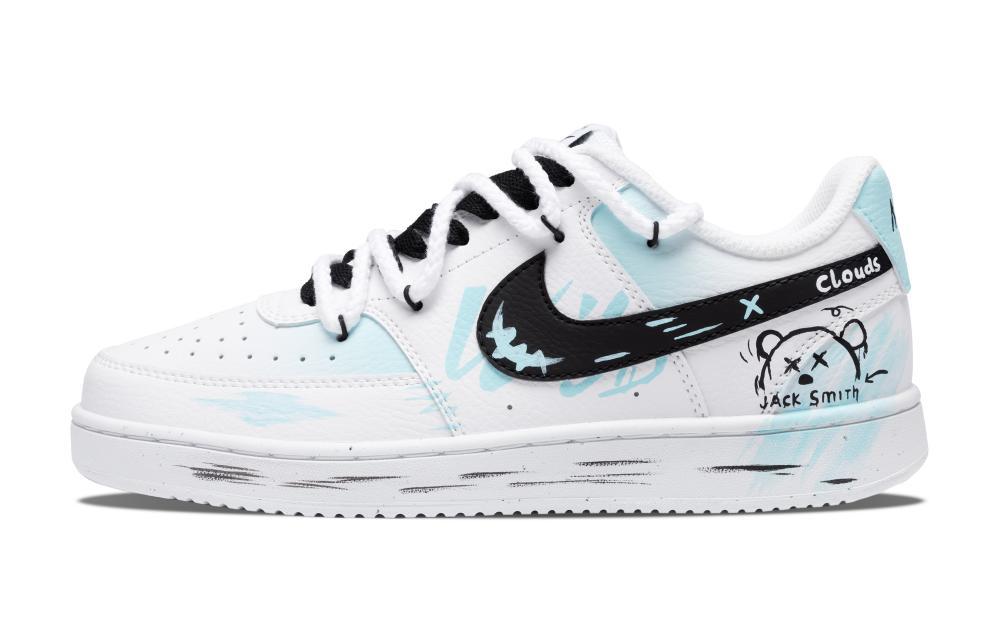 Nike Court Vision 1 Blue Bear Jack Anti-Slip Wear-Resistant Low-Top Skateboard Shoes Men's Blue White