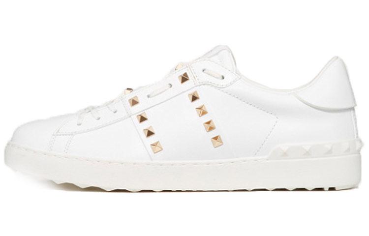 Valentino Rockstud Skateboard Shoes Men Low Top White