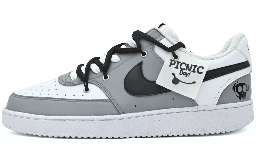 Nike Court Vision 1 Low-Top Skateboard Shoes Women's Gray White