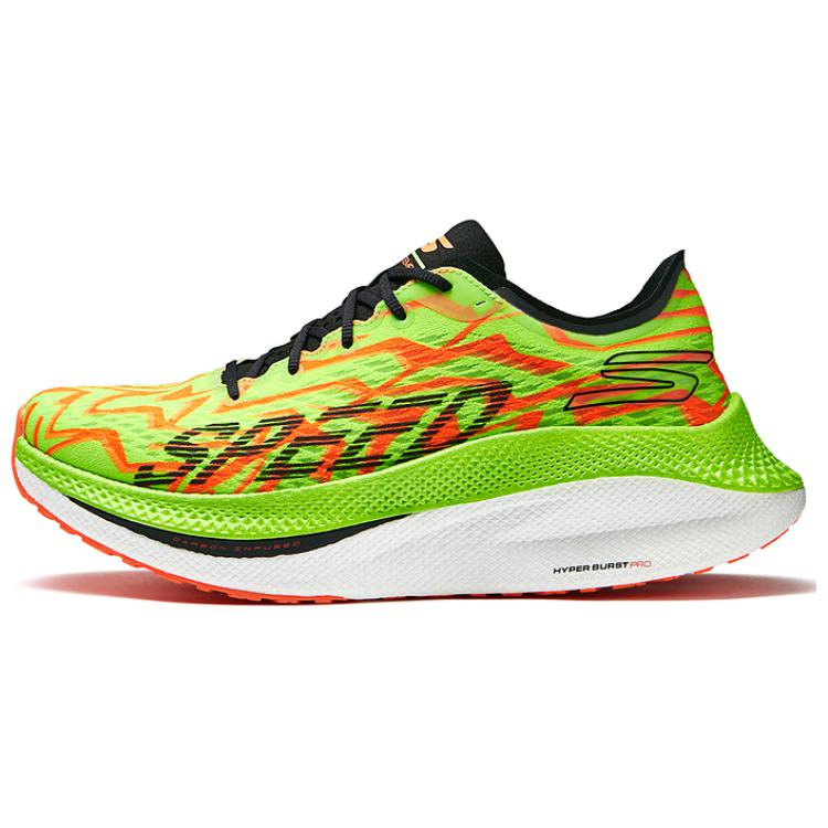 Skechers MEN'S GO Durable Breathable Low-Top Marathon Running Shoes Men's Green Orange