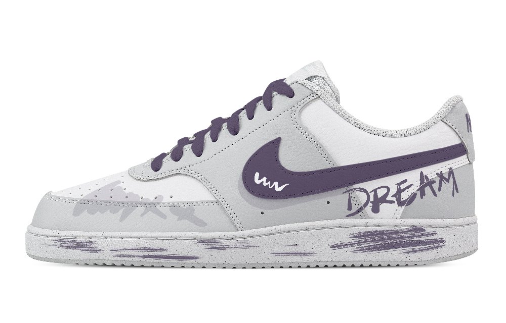 Nike Court Vision Mystic Realm Shock Absorbers Low Top Skateboard Shoes Men's White Purple