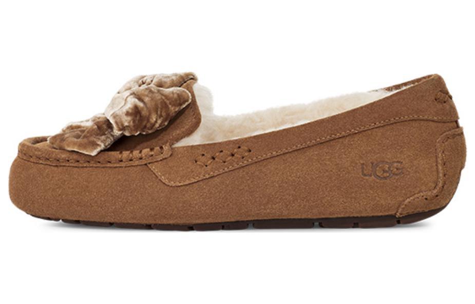 UGG Leisure Fluff Bow Mini Loafers 'Tan Velvet Black' Women's