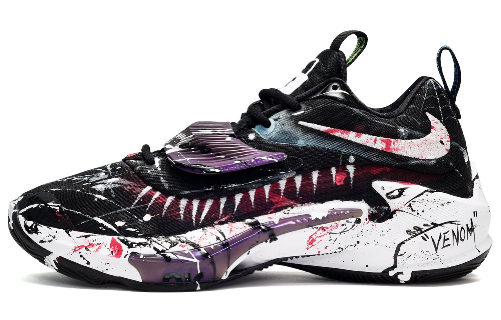 Nike Freak 3 Wear-Resistant Breathable Cushioning Low-Top Basketball Shoes Unisex Black White Red