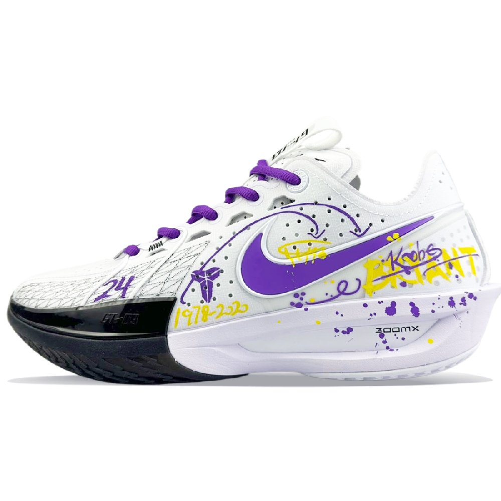 Nike Air Zoom G.T. Cut 3 Slip Resistant Low Top Basketball Shoes Unisex Purple Yellow Asian Version
