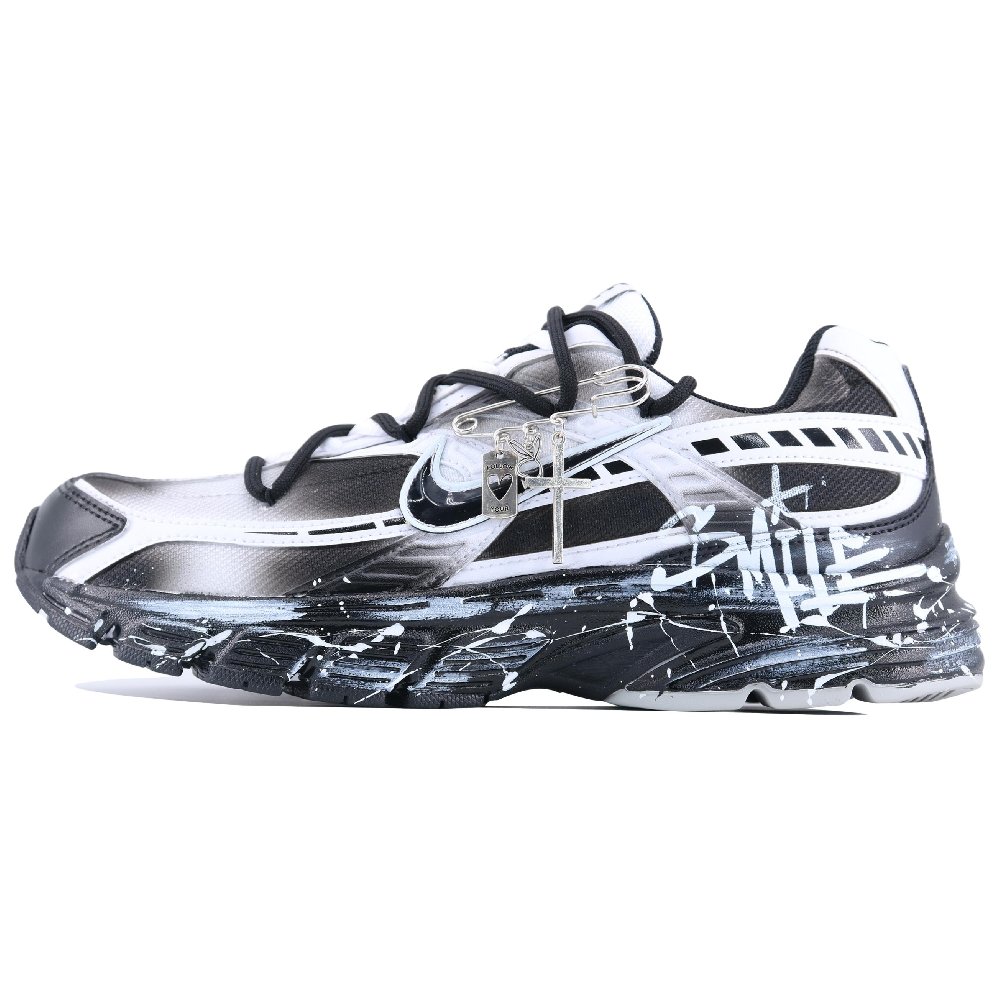 Nike Initiator Cushioning, Breathable, Supportive Low Top Running Shoes Men's Black White