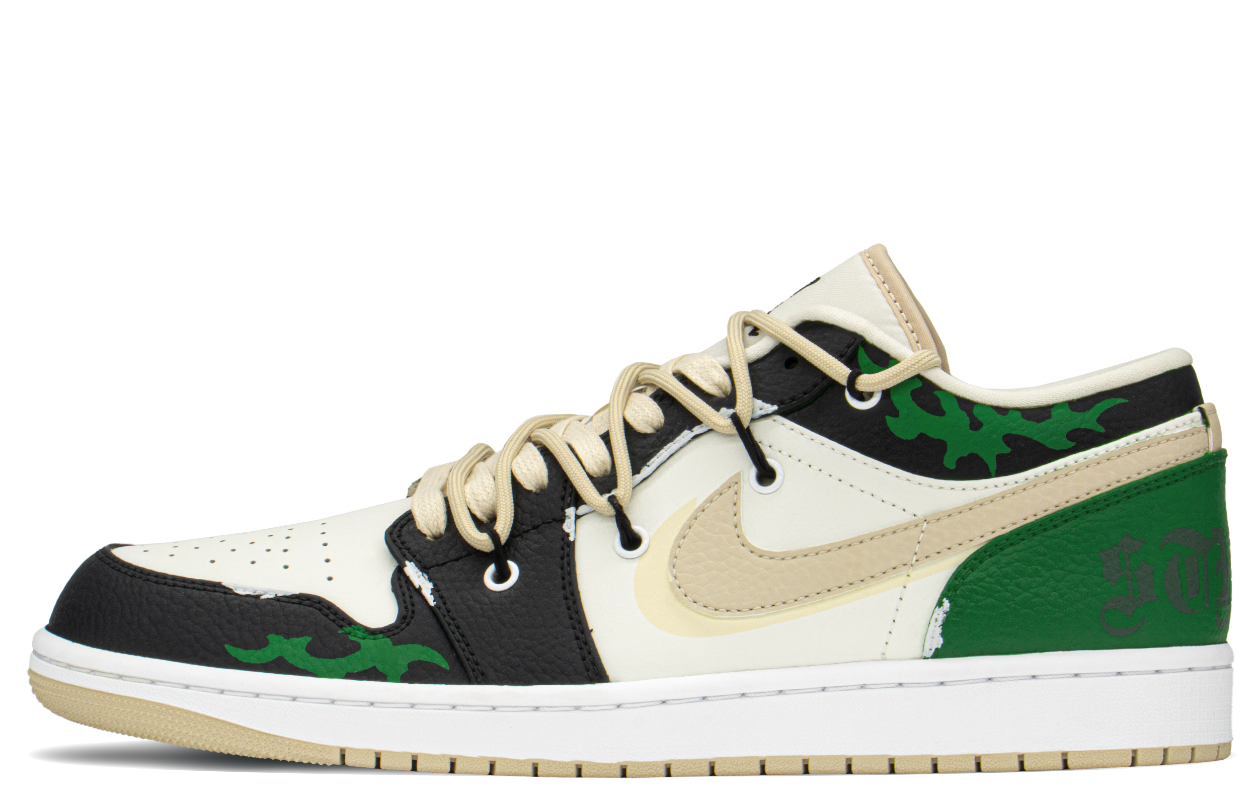 Jordan Air Jordan 1 Low Height Increasing Low top Vintage Basketball Shoes Men's Black Green