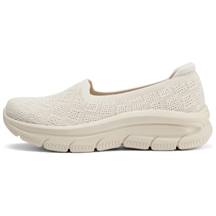 Skechers Go Walk Fle Slip-on Unlined Shoes Cushioning Lightweight Low-Top Casual Shoes Women's Beige