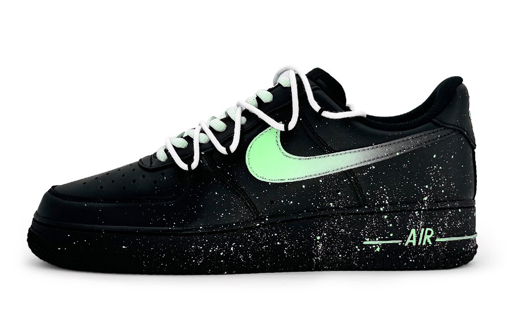 Nike Air Force 1 Low Anti-Slip Wear-Resistant Low-Top Skateboard Shoes Women's Black Green