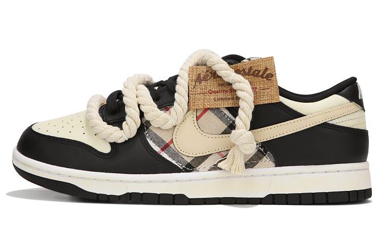 Nike Dunk Low-Top Skateboard Shoes Women's Beige Black