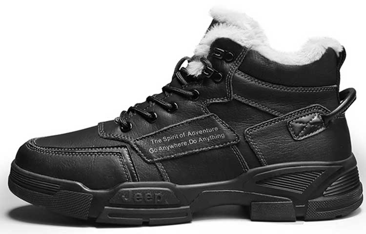Jeep Durable Warm Mid-Top Trekking Shoes Men's Black