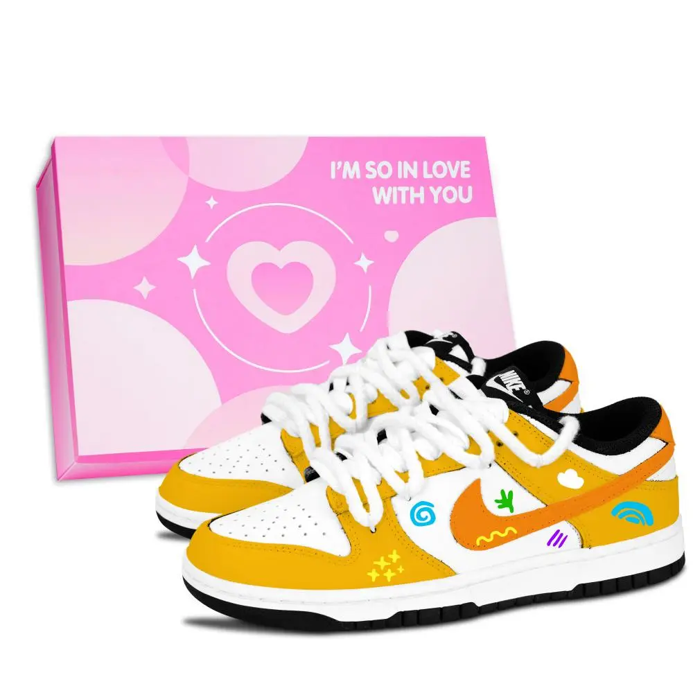 Nike Dunk Black White, Dazzling Color Cute Paint Abrasion Resistant Slip Resistant Low top Skateboard Shoes Unisex