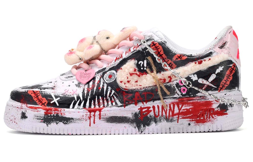 Nike Air Force 1 Quick Dry Low-Top Skateboard Shoes Unisex Black White Red