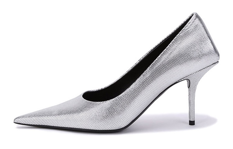 Balenciaga Embossed Square Knife Pumps 'Silver' Women's
