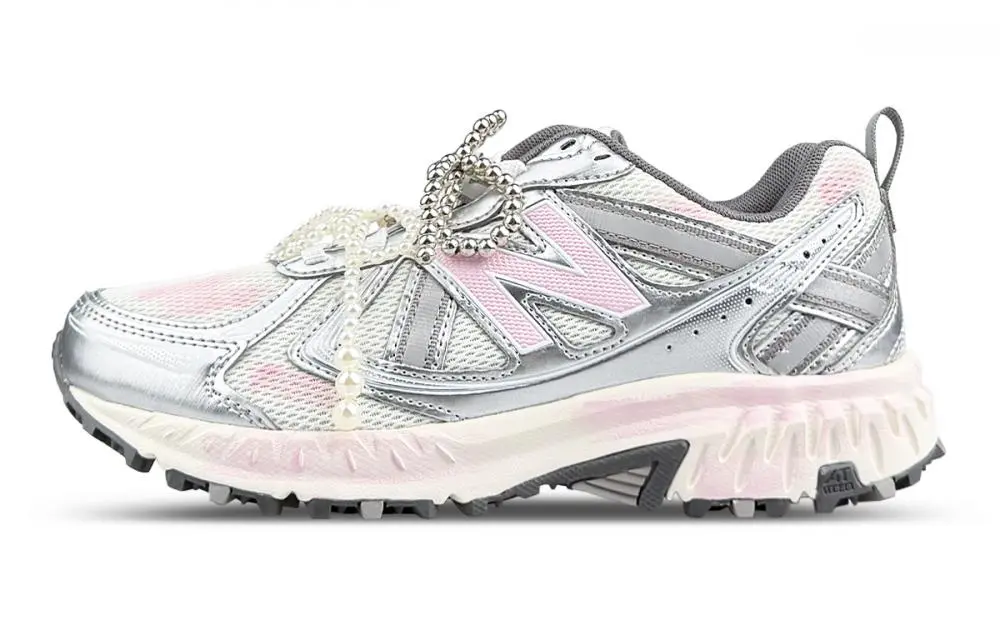 New Balance NB 410 V5 Breathable Low top Running Shoes Unisex White Silver Pink