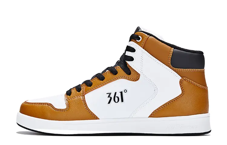 361° Coverage Slip Resistant, Abrasion Resistant, And Balanced High top Skateboard Shoes Men's Warm Brown White