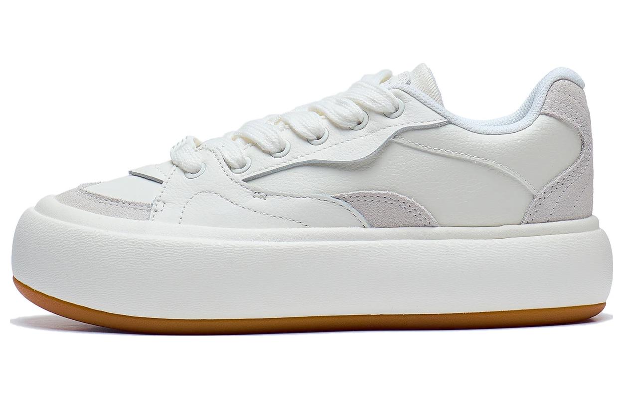 LiNing Puff Platform Slip Resistant Abrasion Resistant Low top Skateboard Shoes Women's Ecru