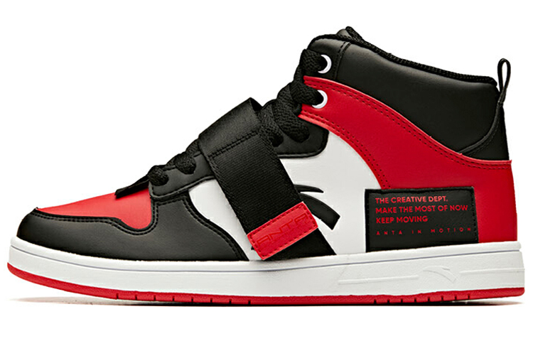 Anta Life Collection Anti Slip Wear Resistant Low Top Skateboard Shoes Men's Black Red White