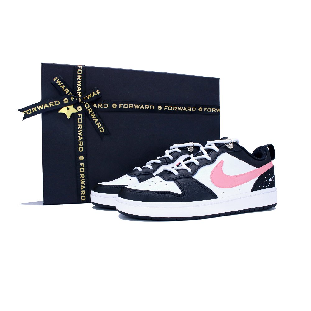 Nike Court Borough Skateboard Shoes Women's Low-Top Black/White/Pink