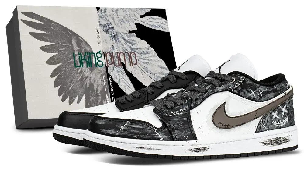 Jordan Air Jordan 1 Abrasion Resistant Low top Vintage Basketball Shoes Unisex Dark Gray