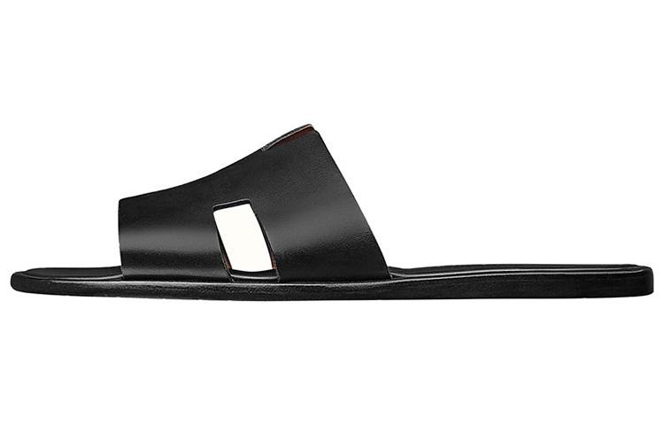 HERMES Calfskin Izmir Sandals Black