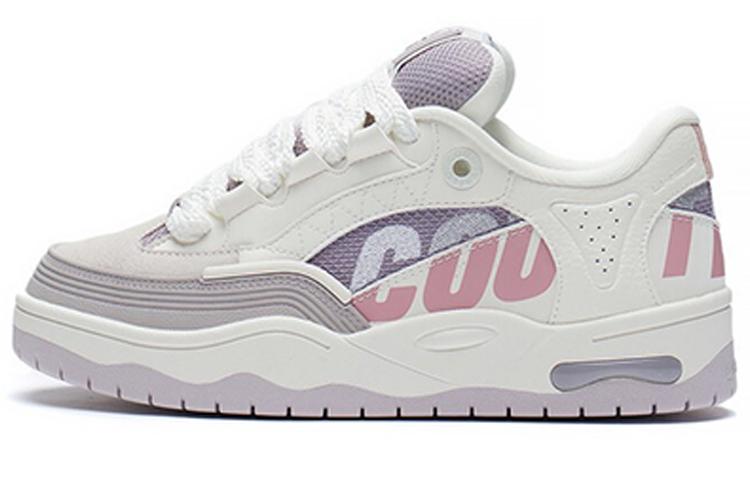 LiNing CF Tracing Cushioning Anti-Slip And Wear-Resistant Low-Top Casual Shoes Women's White Purple