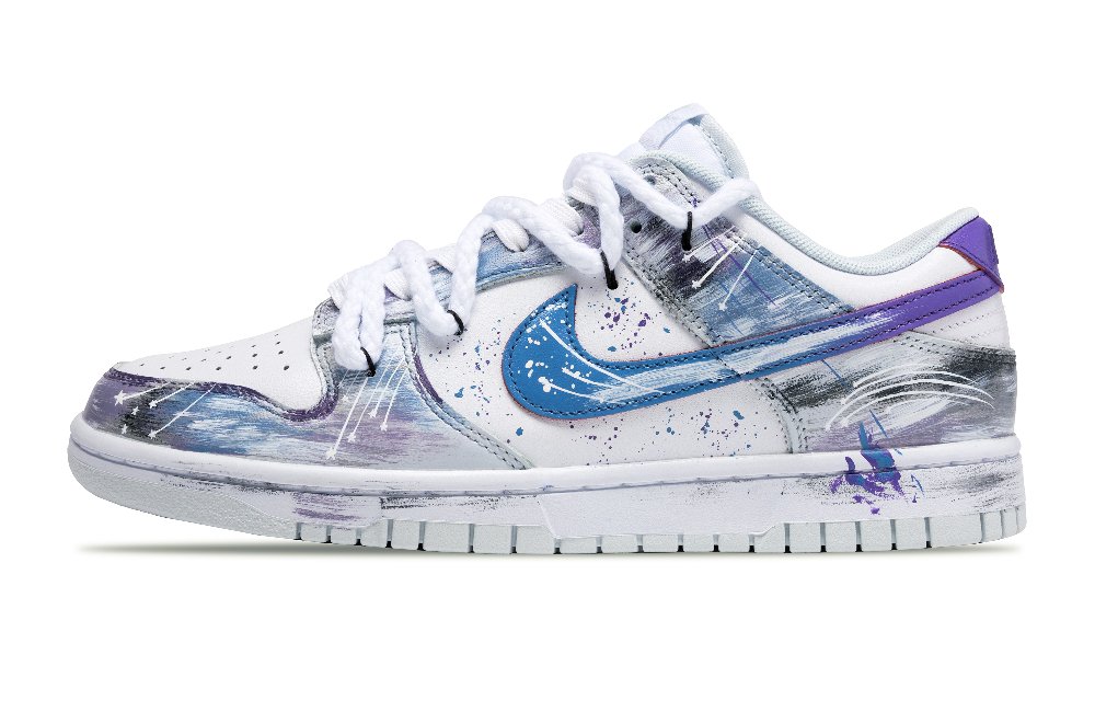 Nike Dunk Anti Slip Wear Resistant Low Top Skateboard Shoes Unisex Purple Gray Blue