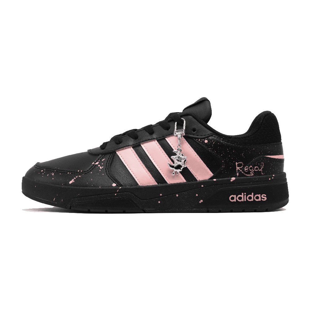 Adidas Neo Courtbeat Iridescent Fireflies Anti Slip Wear Resistant Low Top Skateboard Shoes Unisex Black Pink