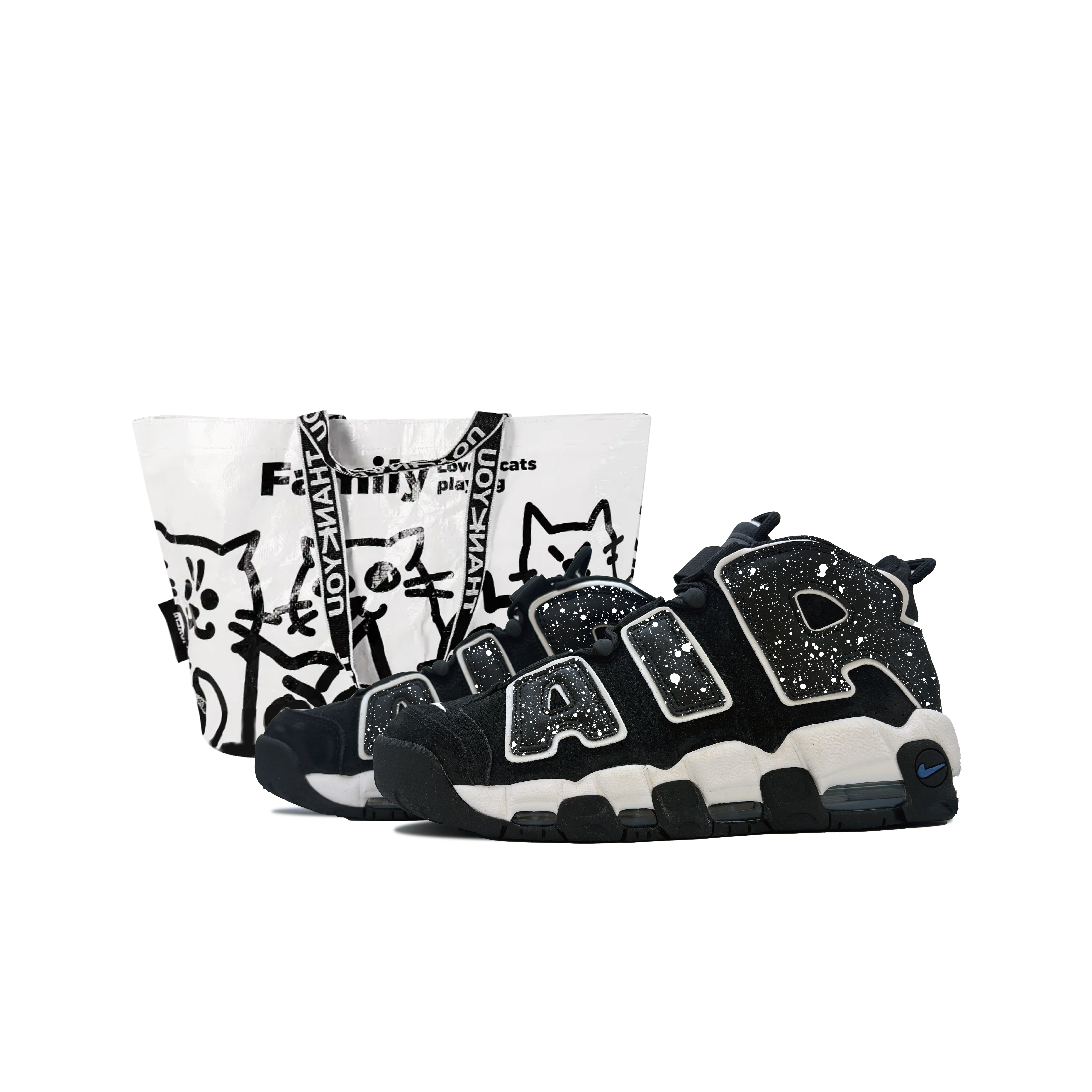 Nike Air More Uptempo Anti-Slip Wear-Resistant Mid-Top Vintage Basketball Shoes Men's Black купить в интернет-магазине Yoocart с быстрой доставкой по России.