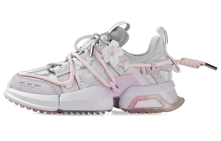 LiNing Pan Gu Trek Cherry Blossom Collection Anti-Slip Wear-Resistant Low-Top Casual Shoes Women's Pink